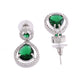 VOJ Silver Plated Green Stone Studded Teardrop Shaped Earrings - Swadesiicart