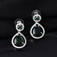 VOJ Silver Plated Green Stone Studded Teardrop Shaped Earrings - Swadesiicart