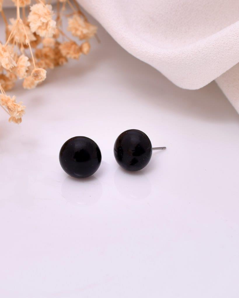 VOJ Black Circular Studs Earrings - Swadesiicart