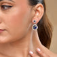 VOJ Silver Plated Blue Stone Studded Teardrop Shaped Earrings - Swadesiicart