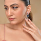 VOJ Silver Plated Blue Stone Studded Teardrop Shaped Earrings - Swadesiicart