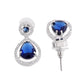 VOJ Silver Plated Blue Stone Studded Teardrop Shaped Earrings - Swadesiicart