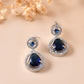 VOJ Silver Plated Blue Stone Studded Teardrop Shaped Earrings - Swadesiicart