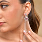 VOJ Silver Plated Baby Pink Stone Studded Teardrop Shaped Earrings - Swadesiicart