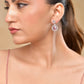VOJ Silver Plated Baby Pink Stone Studded Teardrop Shaped Earrings - Swadesiicart