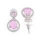 VOJ Silver Plated Baby Pink Stone Studded Teardrop Shaped Earrings - Swadesiicart