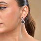 VOJ Silver Plated Black Stone Studded Teardrop Shaped Earrings - Swadesiicart