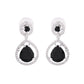 VOJ Silver Plated Black Stone Studded Teardrop Shaped Earrings - Swadesiicart