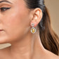 VOJ Silver Plated Yellow Stone Studded Teardrop Shaped Earrings - Swadesiicart