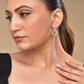 VOJ Silver Plated Yellow Stone Studded Teardrop Shaped Earrings - Swadesiicart