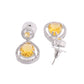 VOJ Silver Plated Yellow Stone Studded Teardrop Shaped Earrings - Swadesiicart