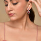 VOJ Silver Plated Red Stone Studded Teardrop Shaped Earrings - Swadesiicart