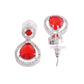 VOJ Silver Plated Red Stone Studded Teardrop Shaped Earrings - Swadesiicart