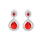 VOJ Silver Plated Red Stone Studded Teardrop Shaped Earrings - Swadesiicart