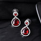 VOJ Silver Plated Red Stone Studded Teardrop Shaped Earrings - Swadesiicart