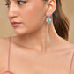 VOJ Silver Plated Sea Green Stone Studded Teardrop Shaped Earrings - Swadesiicart