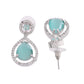 VOJ Silver Plated Sea Green Stone Studded Teardrop Shaped Earrings - Swadesiicart