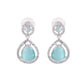 VOJ Silver Plated Sea Green Stone Studded Teardrop Shaped Earrings - Swadesiicart