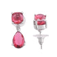VOJ Silver Plated Red Stone Studded Studs Earrings - Swadesiicart