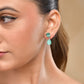 VOJ Silver Plated Sea Green Stone Studded Studs Earrings - Swadesiicart