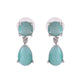 VOJ Silver Plated Sea Green Stone Studded Studs Earrings - Swadesiicart
