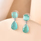 VOJ Silver Plated Sea Green Stone Studded Studs Earrings - Swadesiicart