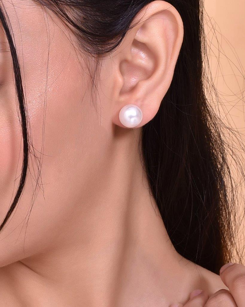 VOJ White Circular Studs Earrings - VOJ (Valley Of Jewellery)