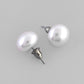 VOJ White Circular Studs Earrings - Swadesiicart
