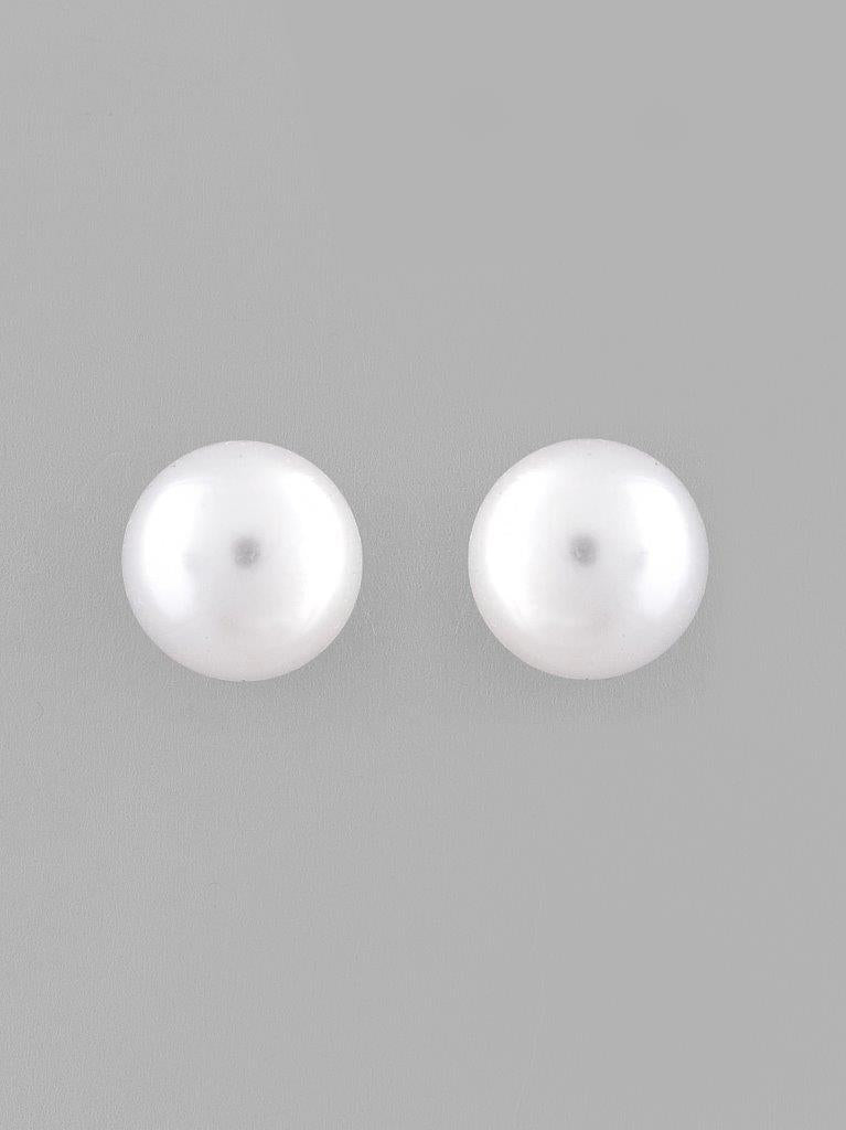 VOJ White Circular Studs Earrings - Swadesiicart
