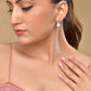 VOJ Silver Plated Red Stone Studded Studs Earrings - Swadesiicart
