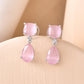 VOJ Silver Plated Red Stone Studded Studs Earrings - Swadesiicart