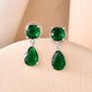 VOJ Silver Plated Green Stone Studded Studs Earrings - Swadesiicart