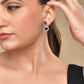 VOJ Silver Plated Purple Stone Geometrical Shaped Earrings - Swadesiicart