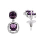 VOJ Silver Plated Purple Stone Geometrical Shaped Earrings - Swadesiicart