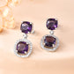 VOJ Silver Plated Purple Stone Geometrical Shaped Earrings - Swadesiicart