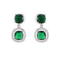 VOJ Silver Plated Green Stone Geometrical Shaped Earrings - Swadesiicart
