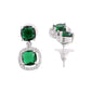 VOJ Silver Plated Green Stone Geometrical Shaped Earrings - Swadesiicart