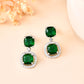 VOJ Silver Plated Green Stone Geometrical Shaped Earrings - Swadesiicart