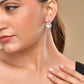 VOJ Silver Plated Baby Pink Stone Geometrical Shaped Earrings - Swadesiicart