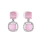 VOJ Silver Plated Baby Pink Stone Geometrical Shaped Earrings - Swadesiicart