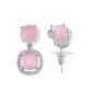 VOJ Silver Plated Baby Pink Stone Geometrical Shaped Earrings - Swadesiicart