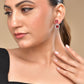 VOJ Silver Plated Red Stone Geometrical Shaped Earrings - Swadesiicart