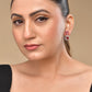 VOJ Silver Plated Red Stone Geometrical Shaped Earrings - Swadesiicart