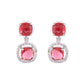 VOJ Silver Plated Red Stone Geometrical Shaped Earrings - Swadesiicart