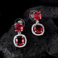 VOJ Silver Plated Red Stone Geometrical Shaped Earrings - Swadesiicart