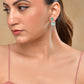 VOJ Silver Plated Sea Green Stone Geometrical Shaped Earrings - Swadesiicart