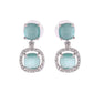 VOJ Silver Plated Sea Green Stone Geometrical Shaped Earrings - Swadesiicart