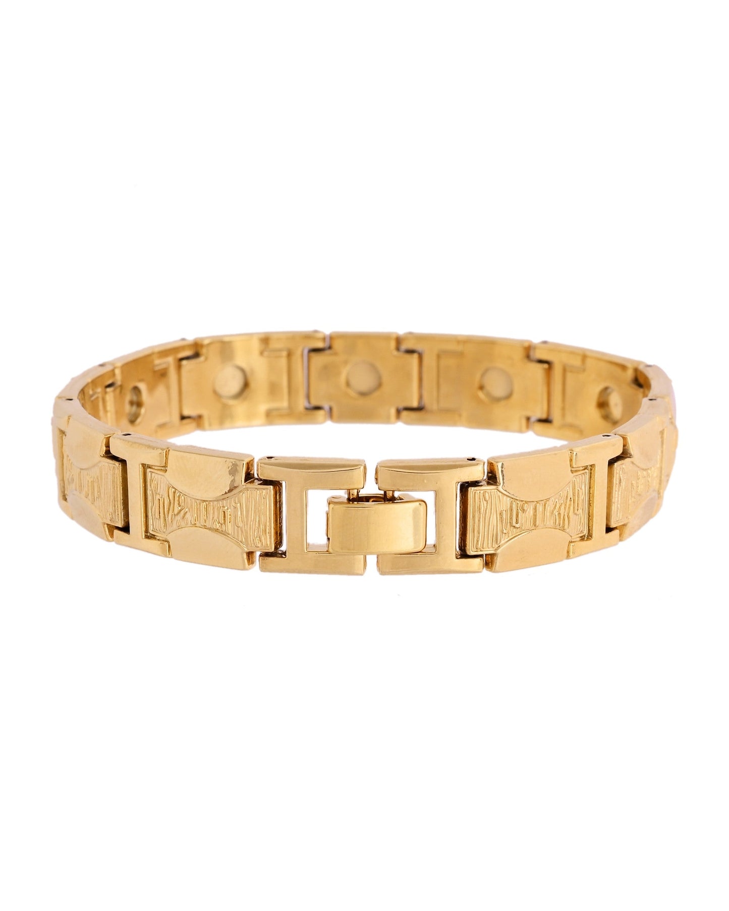 VOJ Men Gold Polished Designer Stainless Steel Bracelet - Swadesiicart