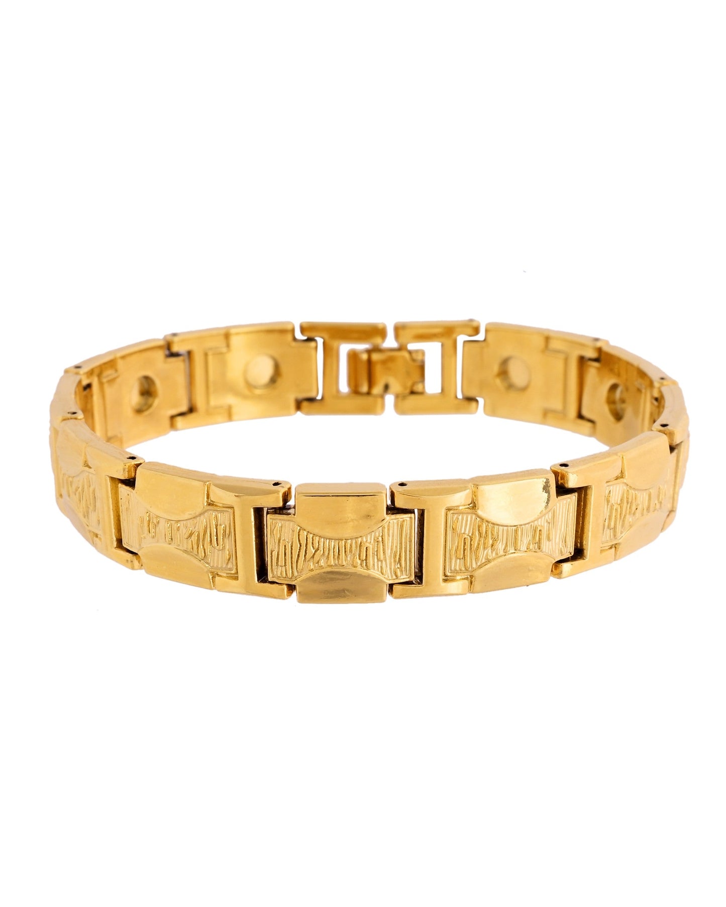VOJ Men Gold Polished Designer Stainless Steel Bracelet - Swadesiicart