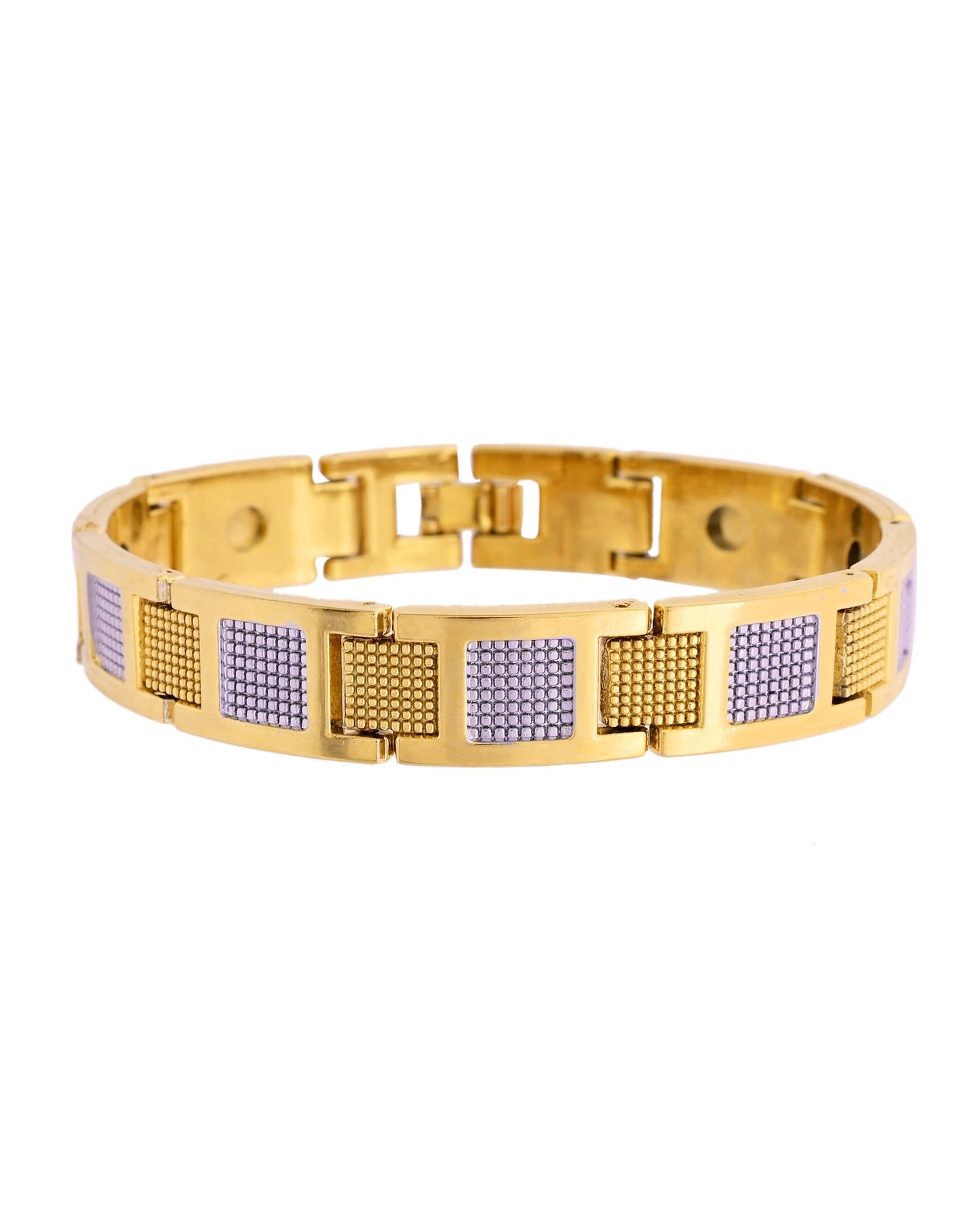 VOJ Men Dual Toned Stylish Stainless Steel Bracelet - Swadesiicart